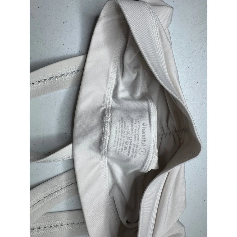 Handful Adjustable‎ Sports Bra Cream White Multi Strap Cinched Front Small